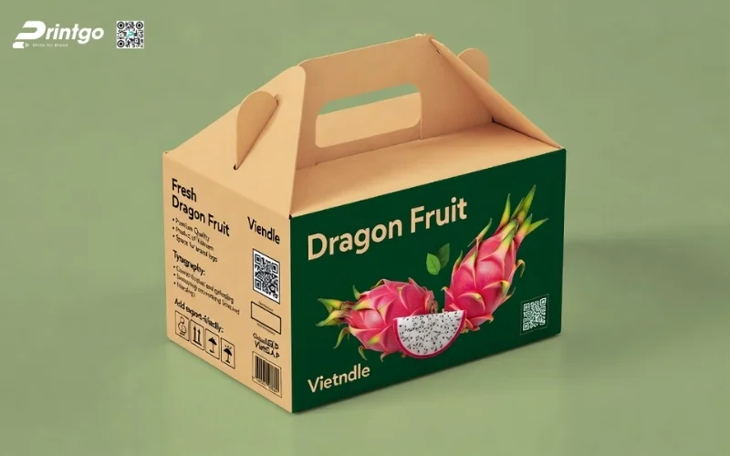Mẫu thùng carton đựng thanh long​ xuất khẩu có quai xách