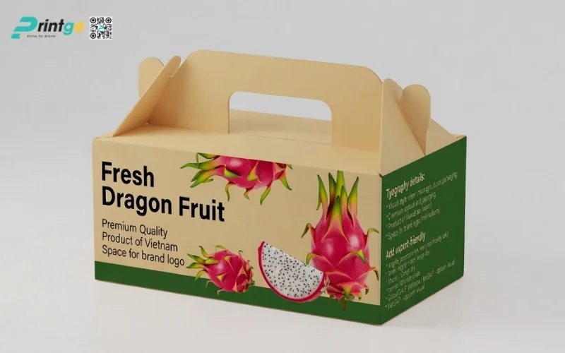 Mẫu thùng carton đựng thanh long​ xuất khẩu có quai xách