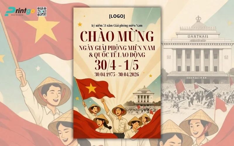 Poster giải phóng miền Nam phong cách truyền thống, đậm chất lịch sử