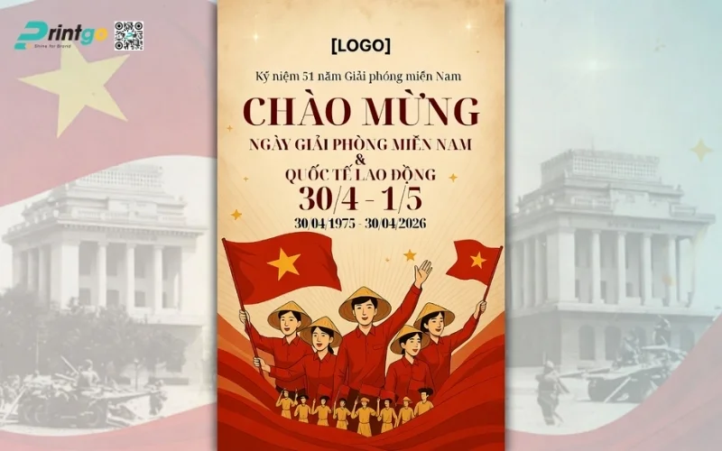 Poster giải phóng miền Nam phong cách truyền thống, đậm chất lịch sử
