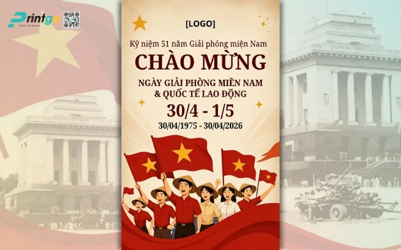 Poster giải phóng miền Nam phong cách truyền thống, đậm chất lịch sử