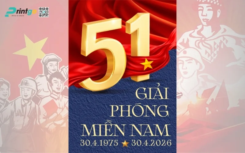 Poster thống nhất đất nước biểu tượng 51 năm tự hào