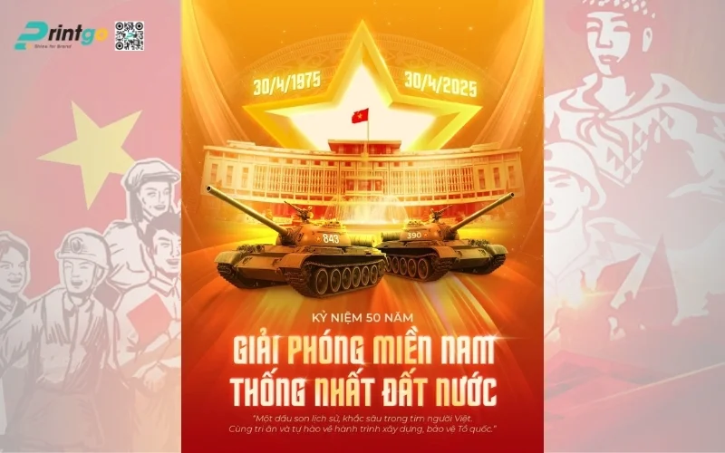 Poster thống nhất đất nước biểu tượng 51 năm tự hào
