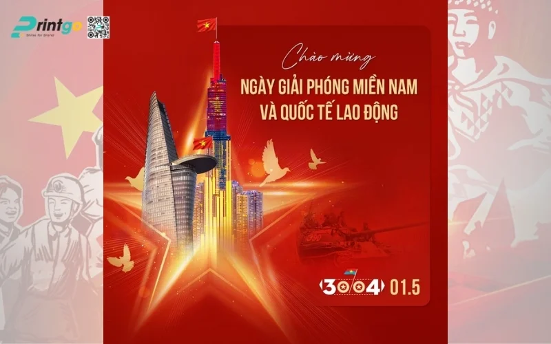 Poster thống nhất đất nước biểu tượng 51 năm tự hào
