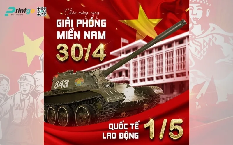 Poster thống nhất đất nước biểu tượng 51 năm tự hào