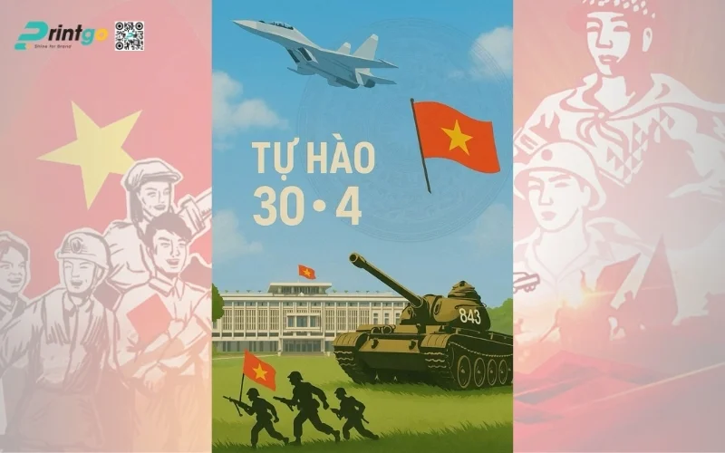 Poster thống nhất đất nước biểu tượng 51 năm tự hào