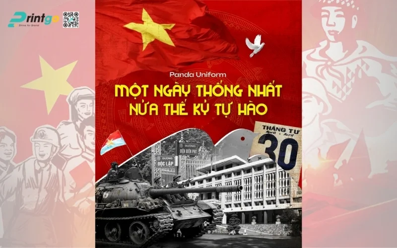 Poster thống nhất đất nước biểu tượng 51 năm tự hào