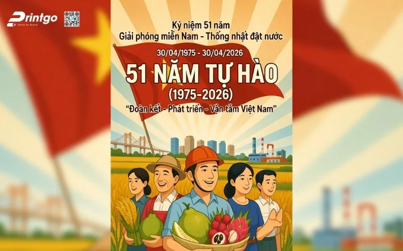 Poster thống nhất đất nước biểu tượng 51 năm tự hào