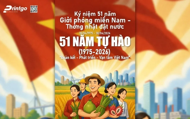 Poster thống nhất đất nước biểu tượng 51 năm tự hào