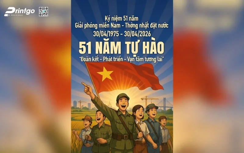 Poster thống nhất đất nước biểu tượng 51 năm tự hào