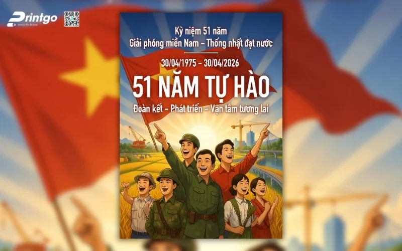 Poster thống nhất đất nước biểu tượng 51 năm tự hào