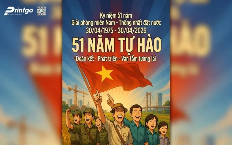 Poster thống nhất đất nước biểu tượng 51 năm tự hào
