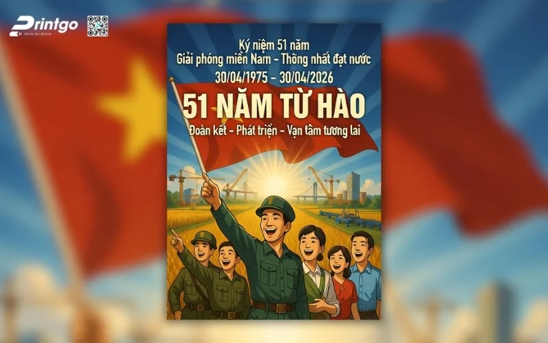 Poster thống nhất đất nước biểu tượng 51 năm tự hào