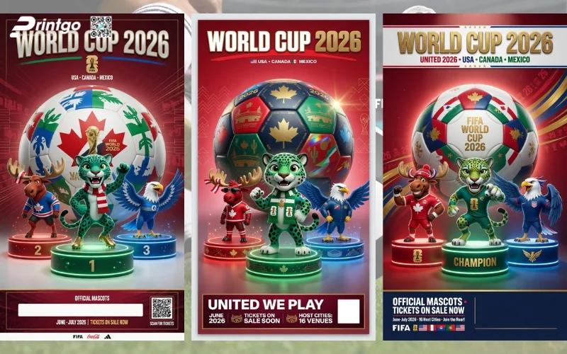 Mẫu standee 3 linh vật World Cup 2026