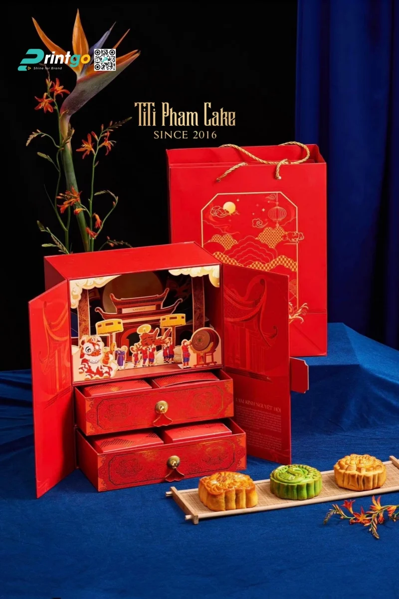 Hộp trung thu với quy cách hộp mở 2 cánh