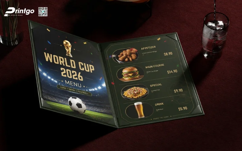 Giải pháp thiết kế và in menu World Cup chuyên nghiệp tại Printgo