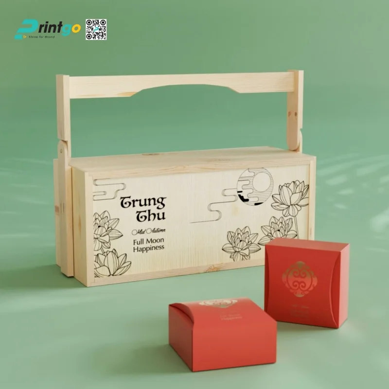 Hộp bánh trung thu bằng gỗ chỉn chu
