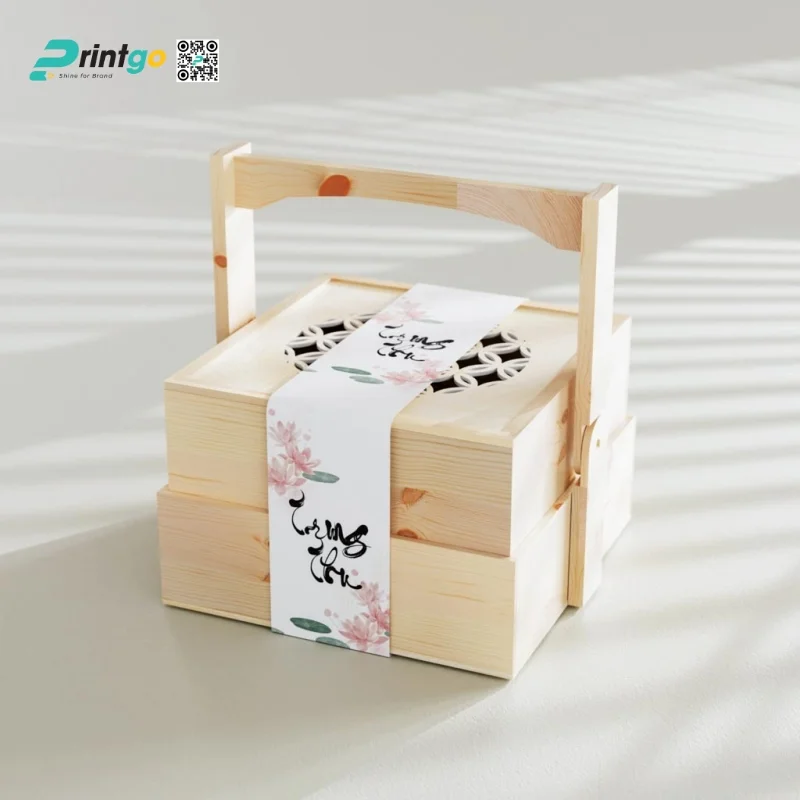 Hộp bánh trung thu bằng gỗ bền chắc