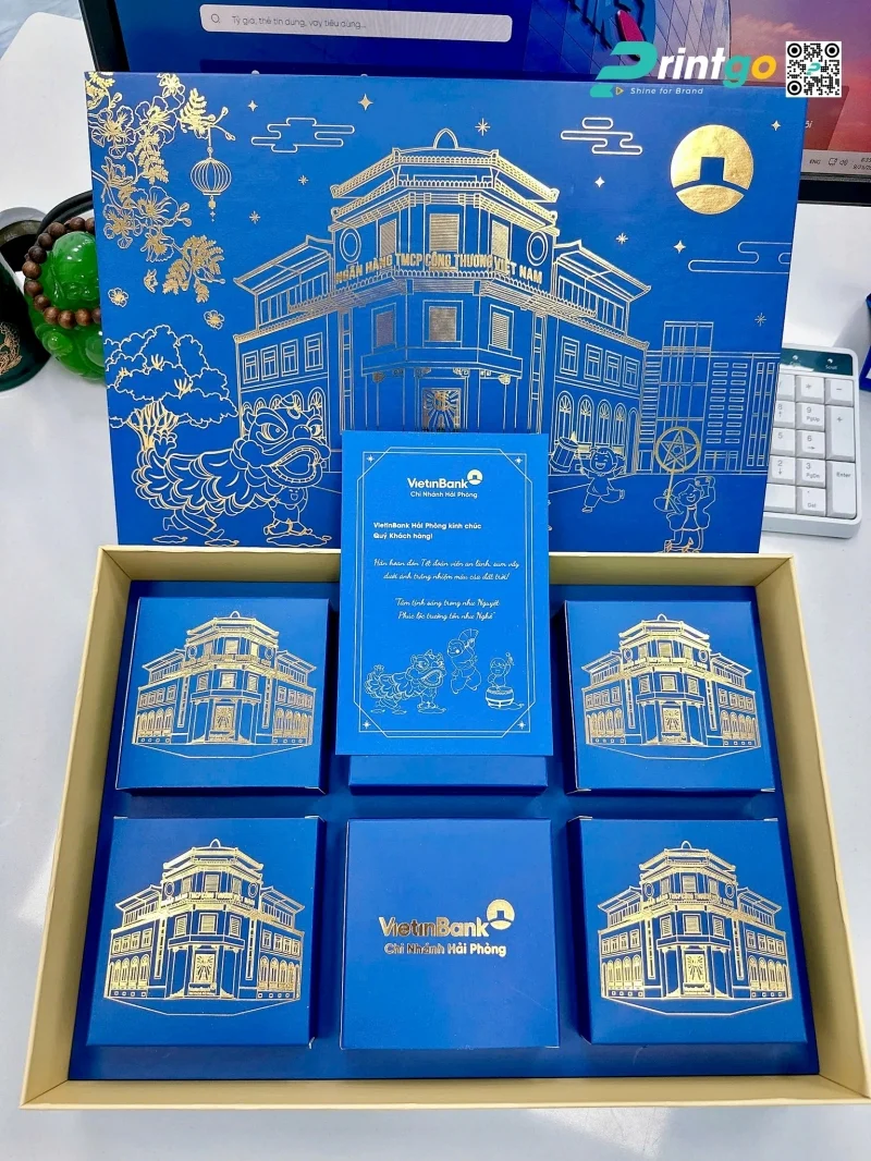Hộp bánh trung thu giấy Carton lạnh bồi giấy Couche thu hút
