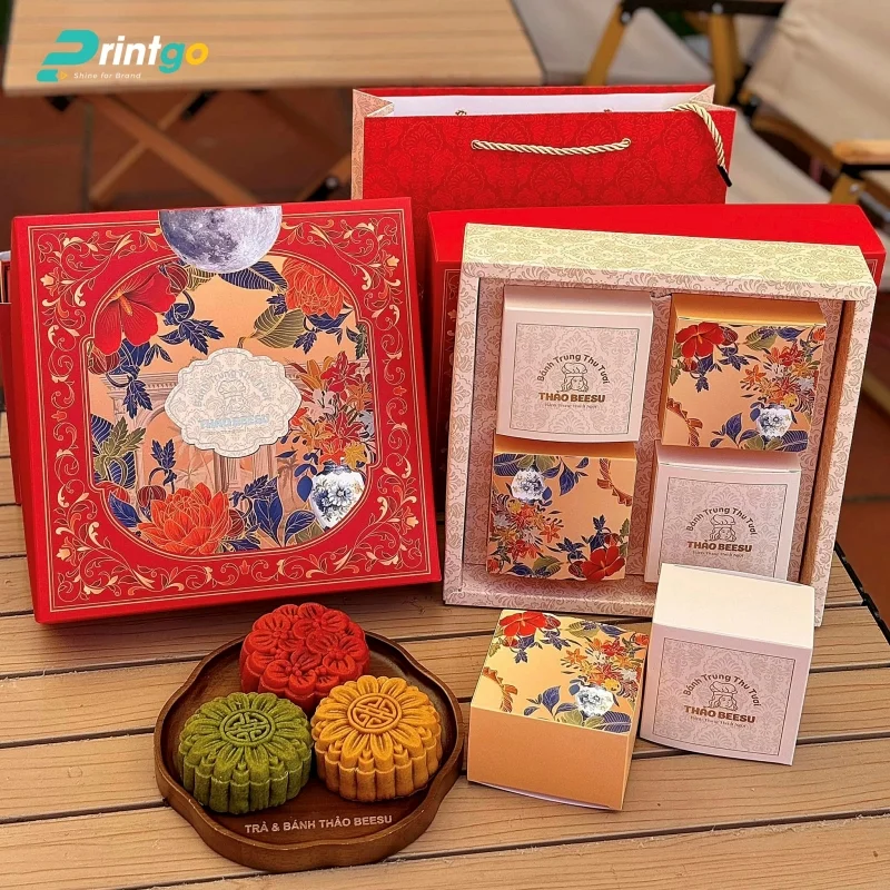 Hộp bánh trung thu giấy Ivory in ấn sắc nét