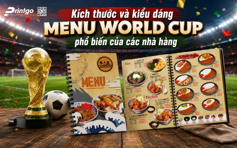Kích thước và kiểu dáng menu World Cup phổ biến của các nhà hàng