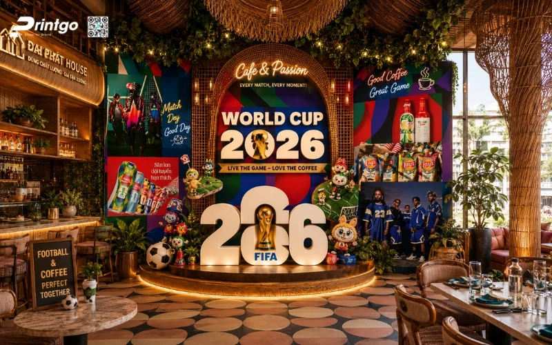 Mẫu backdrop World Cup 2026 cho nhà hàng và beer club
