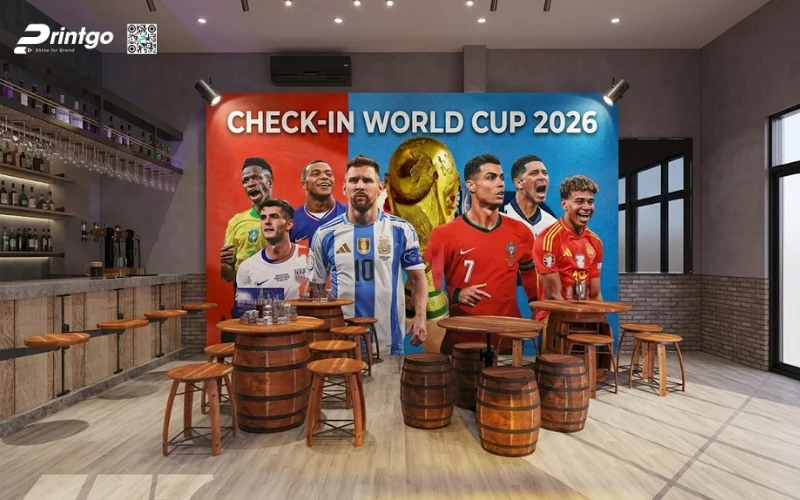 Mẫu backdrop World Cup 2026 cho nhà hàng và beer club