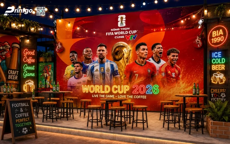 Mẫu backdrop World Cup 2026 cho nhà hàng và beer club