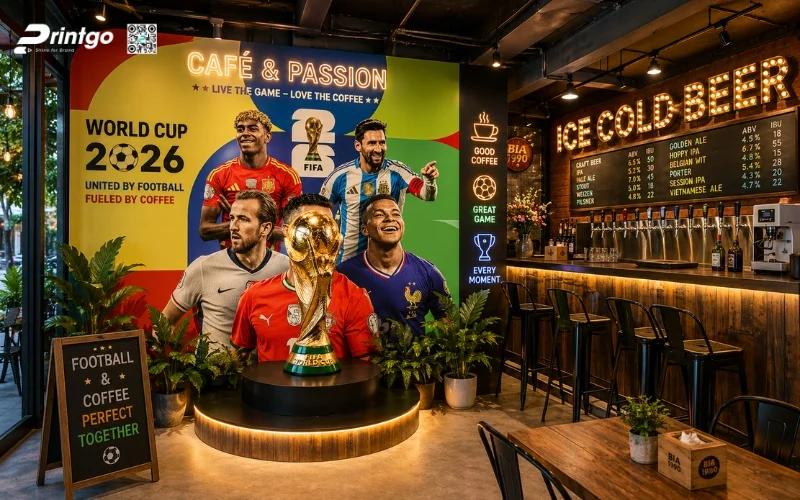 Mẫu backdrop World Cup 2026 cho nhà hàng và beer club