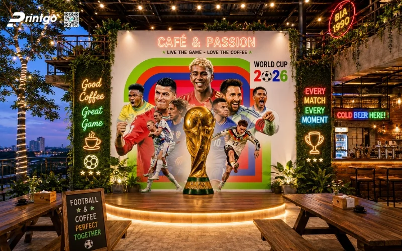 Mẫu backdrop World Cup 2026 cho nhà hàng và beer club