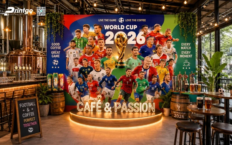Mẫu backdrop World Cup 2026 cho nhà hàng và beer club