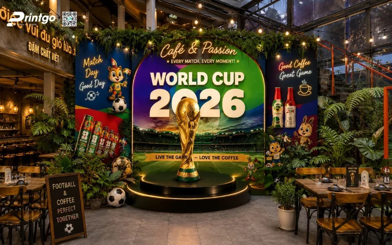 Mẫu backdrop World Cup 2026 cho nhà hàng và beer club
