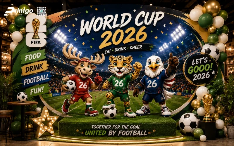Mẫu backdrop World Cup 2026 cho quán cafe