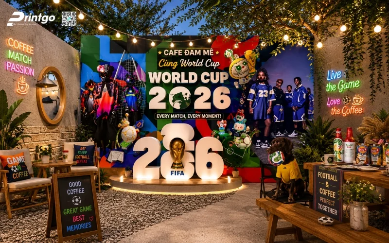 Mẫu backdrop World Cup 2026 cho quán cafe