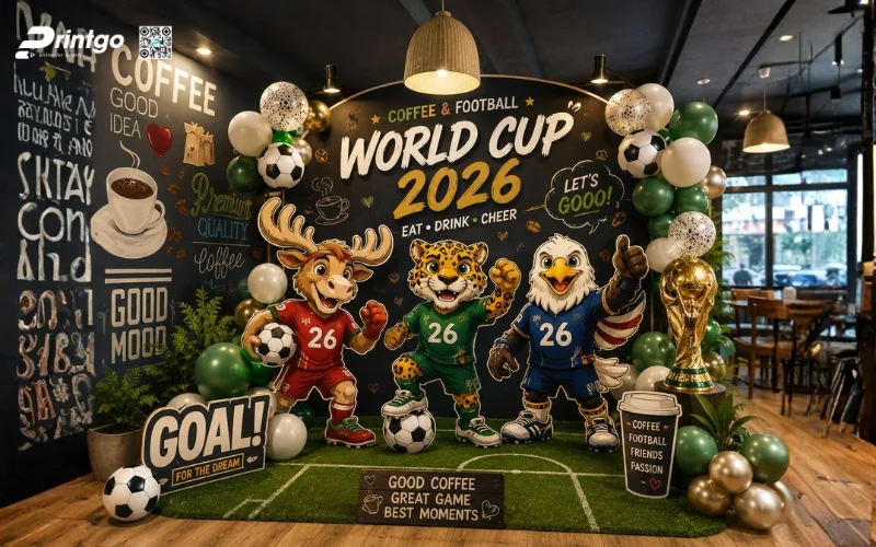 Mẫu backdrop World Cup 2026 cho quán cafe