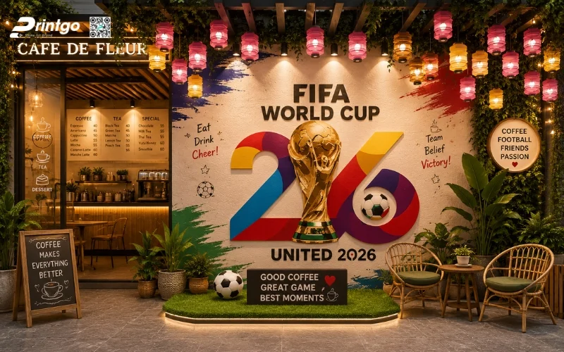 Mẫu backdrop World Cup 2026 cho quán cafe