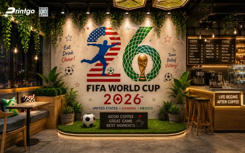 Mẫu backdrop World Cup 2026 cho quán cafe