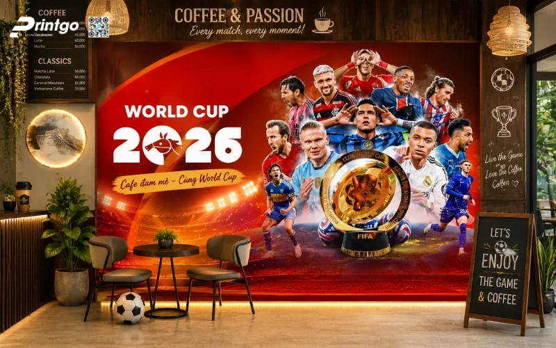 Mẫu backdrop World Cup 2026 cho quán cafe