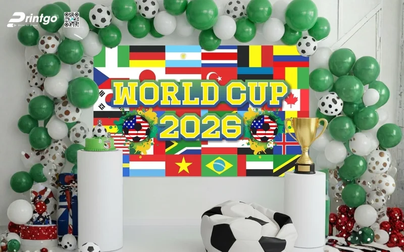 Mẫu backdrop World Cup 2026 checkin cho doanh nghiệp