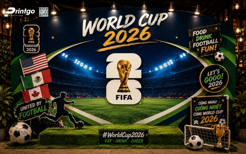 Mẫu backdrop World Cup 2026 checkin cho doanh nghiệp