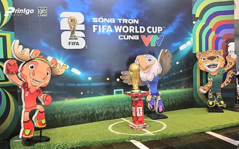 Mẫu backdrop World Cup 2026 checkin cho doanh nghiệp