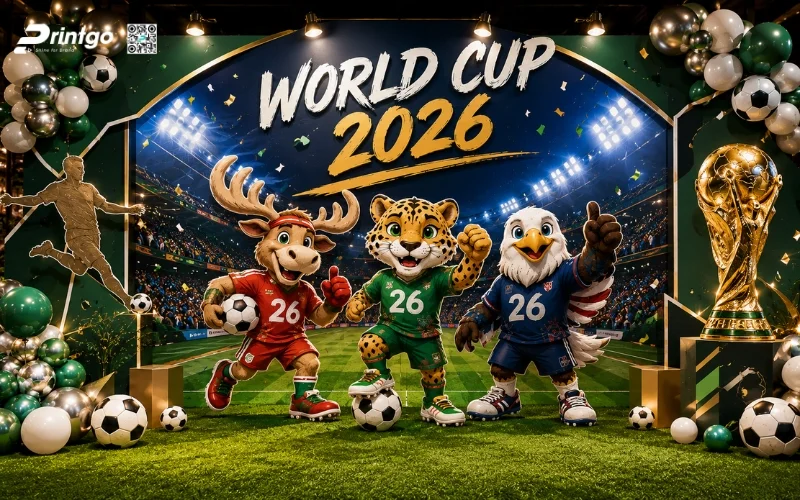 Mẫu backdrop World Cup 2026 checkin cho doanh nghiệp