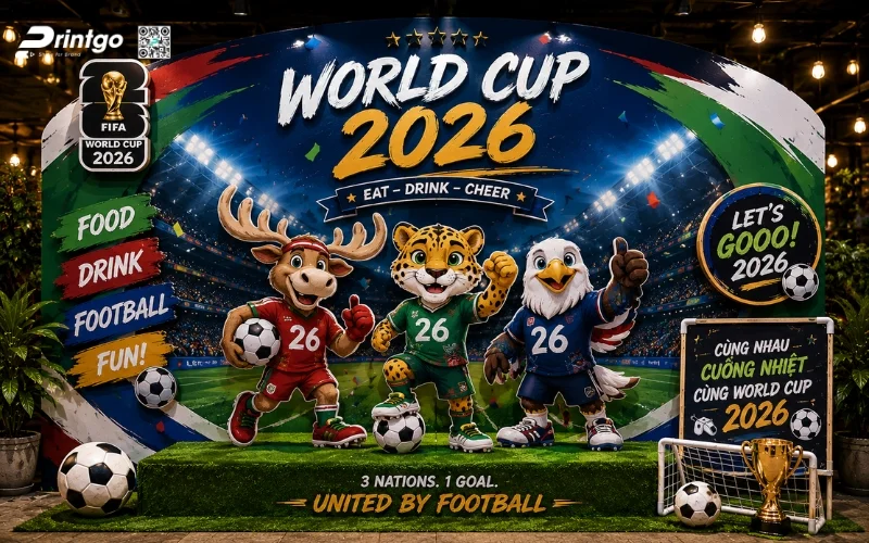 Mẫu backdrop World Cup 2026 checkin cho doanh nghiệp
