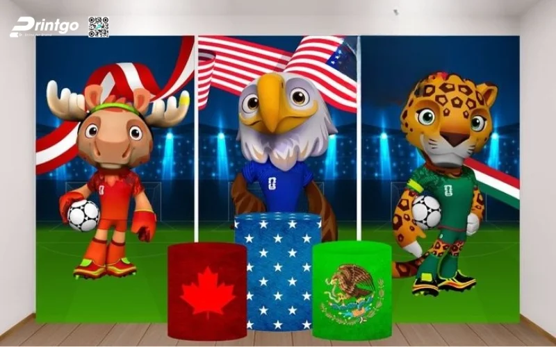 Mẫu backdrop World Cup 2026 checkin cho doanh nghiệp