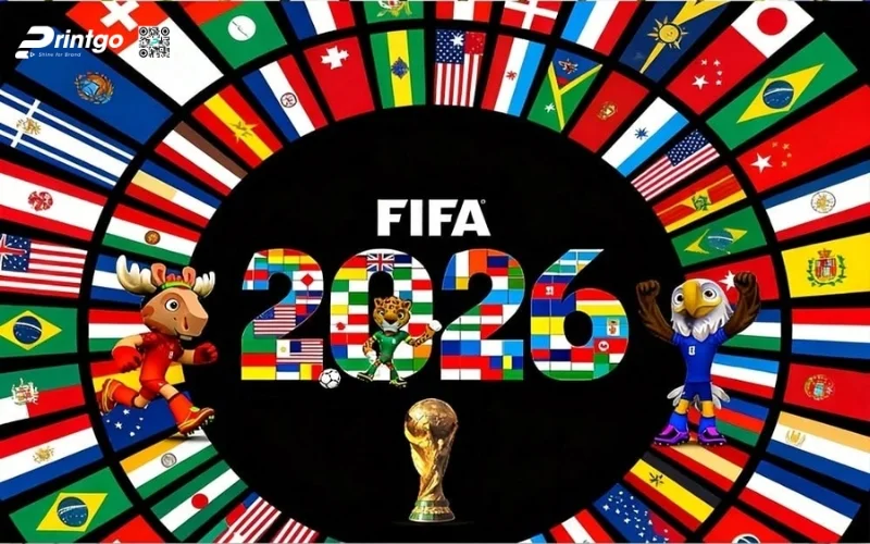 Mẫu backdrop World Cup 2026 checkin cho doanh nghiệp