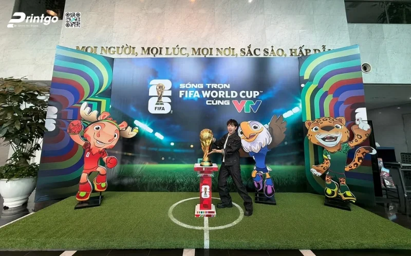Mẫu backdrop World Cup 2026 checkin cho doanh nghiệp