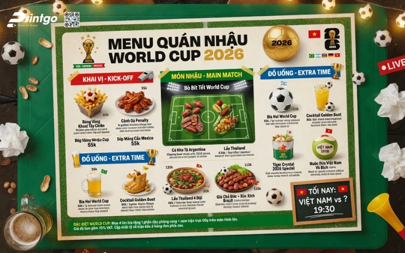 Một số mẫu menu World Cup nổi bật và thu hút khách hàng