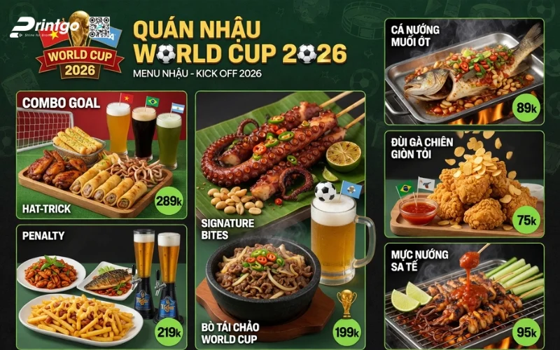 Một số mẫu menu World Cup nổi bật và thu hút khách hàng