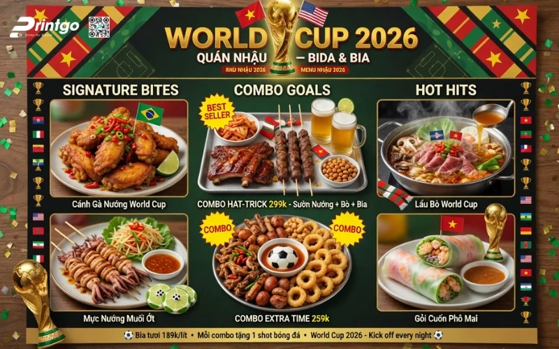 Một số mẫu menu World Cup nổi bật và thu hút khách hàng