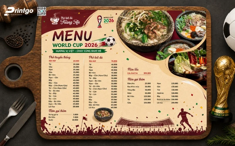 Một số mẫu menu World Cup nổi bật và thu hút khách hàng